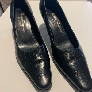 Salvatore Ferragamo Black Leather Pumps